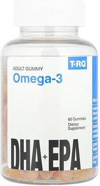 T-RQ, Adult Gummy Omega-3, Fruchtgummis für Erwachsene, DHA + EPA, Zitrone, Orange, Erdbeere, 60 Fruchtgummis
