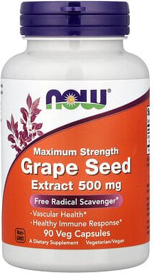 NOW Foods, Grape Seed Extract, Traubenkernextrakt, 500 mg, 90 pflanzliche Kapseln