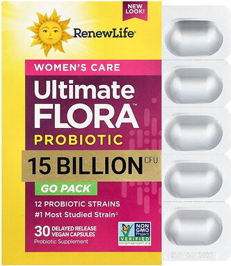 Renew Life, Women's Care, Ultimate Flora™ Probiotikum, 15 Milliarden KBE, 30 vegane Kapseln mit verzögerter Freisetzung