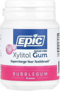 Epic Dental, Xylitol Gum, Xylitol Gum, zuckerfrei, Kaugummi, 50 Stück