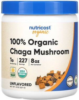 Nutricost, 100% Organic Chaga Mushroom, 100% Bio-Chaga-Pilz, geschmacksneutral, 227 g (8 oz.)