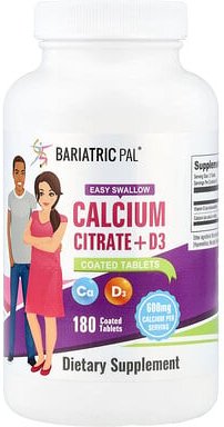 BariatricPal, Calcium Citrate + D3, Calciumcitrat + D3, 180 beschichtete Tabletten