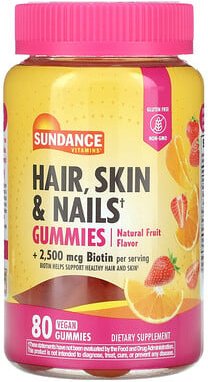 Sundance Vitamins, Hair, Skin & Nails Gummies, Fruchtgummis zur Unterstützung für Haare, Haut und Nägel, natürlicher Fru...