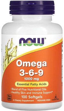 NOW Foods, Omega 3-6-9, 1.000 mg, 100 Weichkapseln