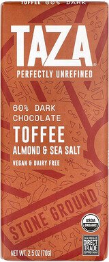 Taza Chocolate, 60% Dark Chocolate, 60% dunkle Schokolade, Toffee-Mandel und Meersalz, 70 g (2,5 oz.)