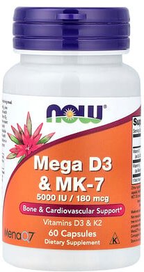 NOW Foods, Mega D3 & MK-7, 60 Kapseln