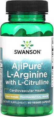 Swanson, AjiPure L-Arginin mit L-Citrullin, 60 pflanzliche Kapseln