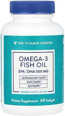 The Vitamin Shoppe, Omega-3 Fish Oil, Omega-3-Fischöl, 1.000 mg, 60 Weichkapseln
