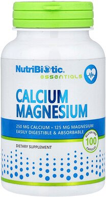 NutriBiotic, Essentials, Calcium und Magnesium, 100 glutenfreie Kapseln