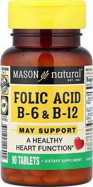 Mason Natural, Folsäure B6 und B12, 90 Tabletten