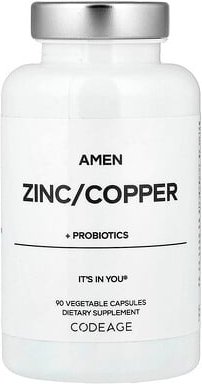 Codeage, Amen, Zinc/Couper + Probiotics, Zink/Kupfer + Probiotika, 90 pflanzliche Kapseln