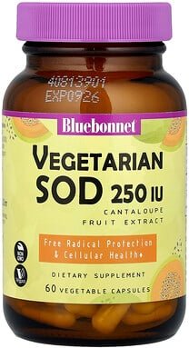 Bluebonnet Nutrition, Super Obst, Vegetarische SOD, Melonen-Früchteextrakt, 250 IU, 60 vegetarische Kapseln