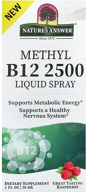 Nature's Answer, Methyl B12 2500 Liquid Spray, Methyl-B12-2500-Spray, Himbeere, 30 ml (1 fl. oz.)