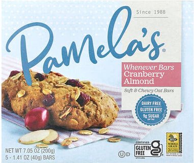 Pamela's Products, Whenever Bars, Hafer Preiselbeere Mandeln, 5 Riegel, jeweils 40 g