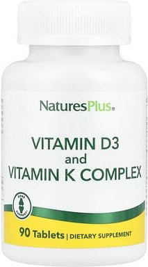 Thumbnail - NaturesPlus, Vitamin D3 and Vitamin K Complex, Komplex mit Vitamin D3 und Vitamin K, 90 Tabletten