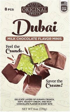 Original Natural Sweets, „Dubai Milk Chocolate Minis“, „Dubai Milchschokoladen-Minis“, 8 Stück, 170 g (6 oz.)