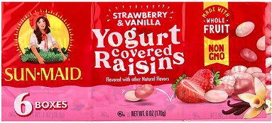 Sun-Maid, Rosinen, Erdbeere und Vanille mit Joghurt überzogen, 6 Boxen, je 28,3 g (1 oz.)