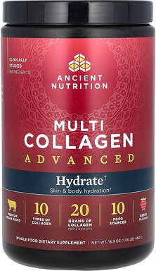 Thumbnail - Ancient Nutrition, Multi Collagen Advanced, Hydrate, Multi-Kollagen-Geschmack, Beere, 480 g (16,9 oz.)