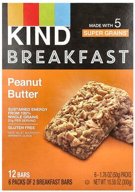 Thumbnail - KIND Bars, Breakfast Bar, Erdnussbutter, 6 Packungen, je 50 g (1,76 oz.).