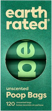 Earth Rated, Dog Waste Bags, Hundekotbeutel, ohne Duft, 120 Beutel, 8 Nachfüllrollen