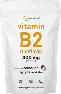Micro Ingredients, Vitamin B2 Riboflavin, 240 Weichkapseln (200 mg pro Weichkapsel)