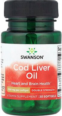 Swanson, Cod Liver Oil, Kabeljauleberöl, 30 Weichkapseln