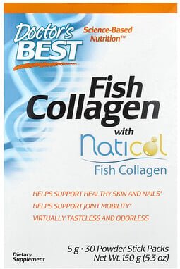 Doctor's Best, Fish Collagen with Naticol, Fischkollagen mit Naticol, 5 g, 30 Pulversticks, 150 g (5,3 oz.)