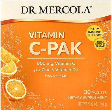 Dr. Mercola, Vitamin C-PAK®, Vitamin C, natürlicher Orangengeschmack, 30 Päckchen, je 4,93 g (0,17 oz.).