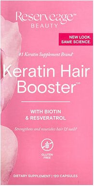 Reserveage Beauty, Keratin Hair Booster mit Biotin und Resveratrol, 120 Kapseln
