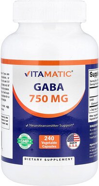 Vitamatic, Gaba, 750 mg, 240 pflanzliche Kapseln