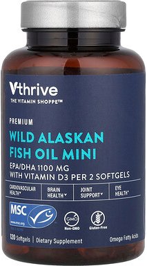 Thumbnail - Vthrive, Wild Alaskan Fish Oil Mini, 120 Weichkapseln