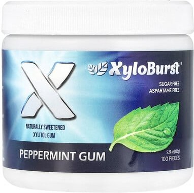 Xyloburst, Xylitol Gum, Xylitgummi, Pfefferminze, 100 Stück, 150 g (5,29 oz.)