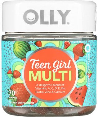 OLLY, Teen Girl Multi Gummies, Multi-Fruchtgummis mit Berry-Melone, 70 Fruchtgummis