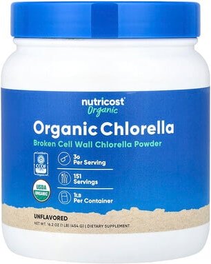 Nutricost, Organic Chlorella Powder, Bio-Chlorellapulver, geschmacksneutral, 454 g (16 oz.)