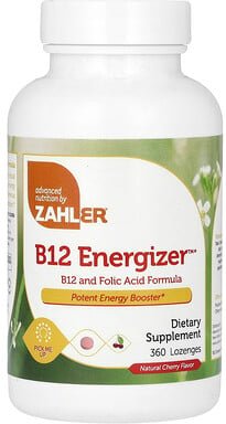 Thumbnail - Zahler, B12 Energizer, B12- und Fol-Formel, natürliche Kirsche, 360 Lutschtabletten