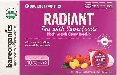 BareOrganics, Radiant, Tee mit Superfoods, grüner Tee, 10 Tassen, je 4,5 g (0,16 oz.)