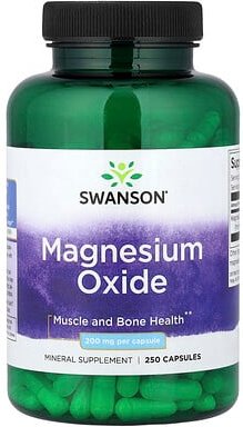 Swanson, Magnesium Oxide, Magnesiumoxid, 250 Kapseln (200 mg pro Kapsel)