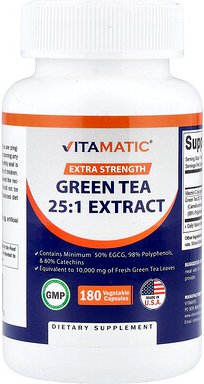 Thumbnail - Vitamatic, Green Tea, Grüner Tee, 25:1 Extrakt, 180 pflanzliche Kapseln