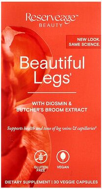 Reserveage Beauty, Beautiful Legs mit Diosmin und Mäusedorn-Extrakt, 30 pflanzliche Kapseln