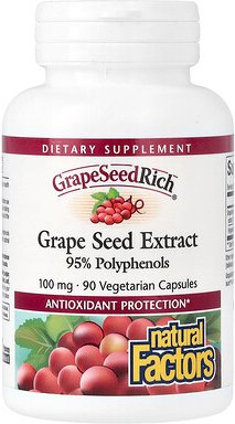 Natural Factors, GrapeSeedRich, Traubenkernextrakt, 100 mg, 90 pflanzliche Kapseln