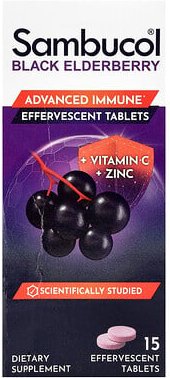 Sambucol, Black Elderberry, Effervescent Tablets + Vitamin C & Zinc, Schwarzer Holunder, Brausetabletten + Vitamin C und...