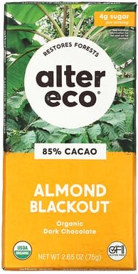 Thumbnail - Alter Eco, Dunkle Bio-Schokoladentafel, Mandel-Blackout, 85% Kakao, 75 g (2,65 oz.)