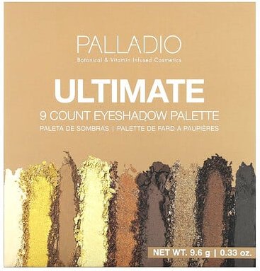 Palladio, Ultimate 9 Count Eyeshadow Palette, Ultimate 9 Count Eyeshadow Palette, Golden Sand, 9,6 g (0,33 oz.)