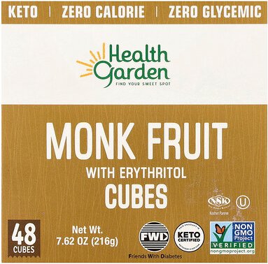 Health Garden, Monk Fruit With Erythritol Cubes, Mönchsfrucht mit Erythritol-Würfeln, 48 Würfel, 216 g (7,62 oz.)