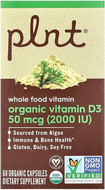 Plnt, Organic Vitamin D3, Bio-Vitamin D3, 50 mcg (2.000 IU), 60 Bio-Kapseln