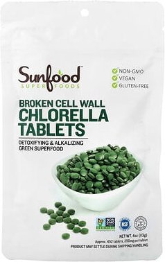 Sunfood, Broken Cell Wall Chlorella Tablets, Chlorellatabletten mit durchbrochener Zellwand, 452 Tabletten, 113 g (4 oz....
