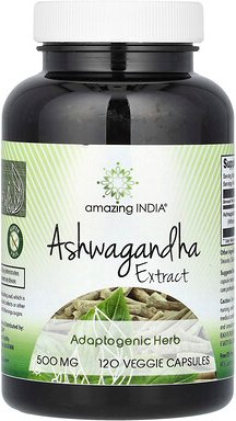 Amazing India, Ashwagandha-Extrakt, 500 mg, 120 pflanzliche Kapseln