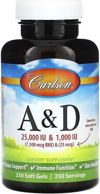 Carlson, Vitamin A und D, 250 Weichkapseln