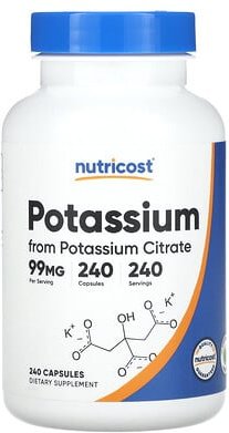 Nutricost, Kalium, 99 mg, 240 Kapseln