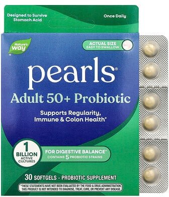 Nature's Way, Pearls®, Adult 50+ Probiotic, Probiotikum für Erwachsene ab 50, 1 Milliarde KBE, 30 Weichkapseln
